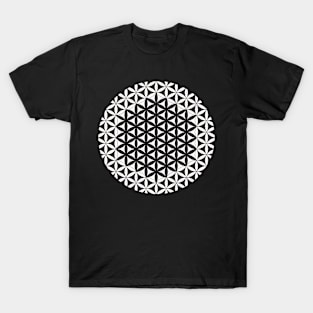 Flower Of Life Mandala Black and White T-Shirt